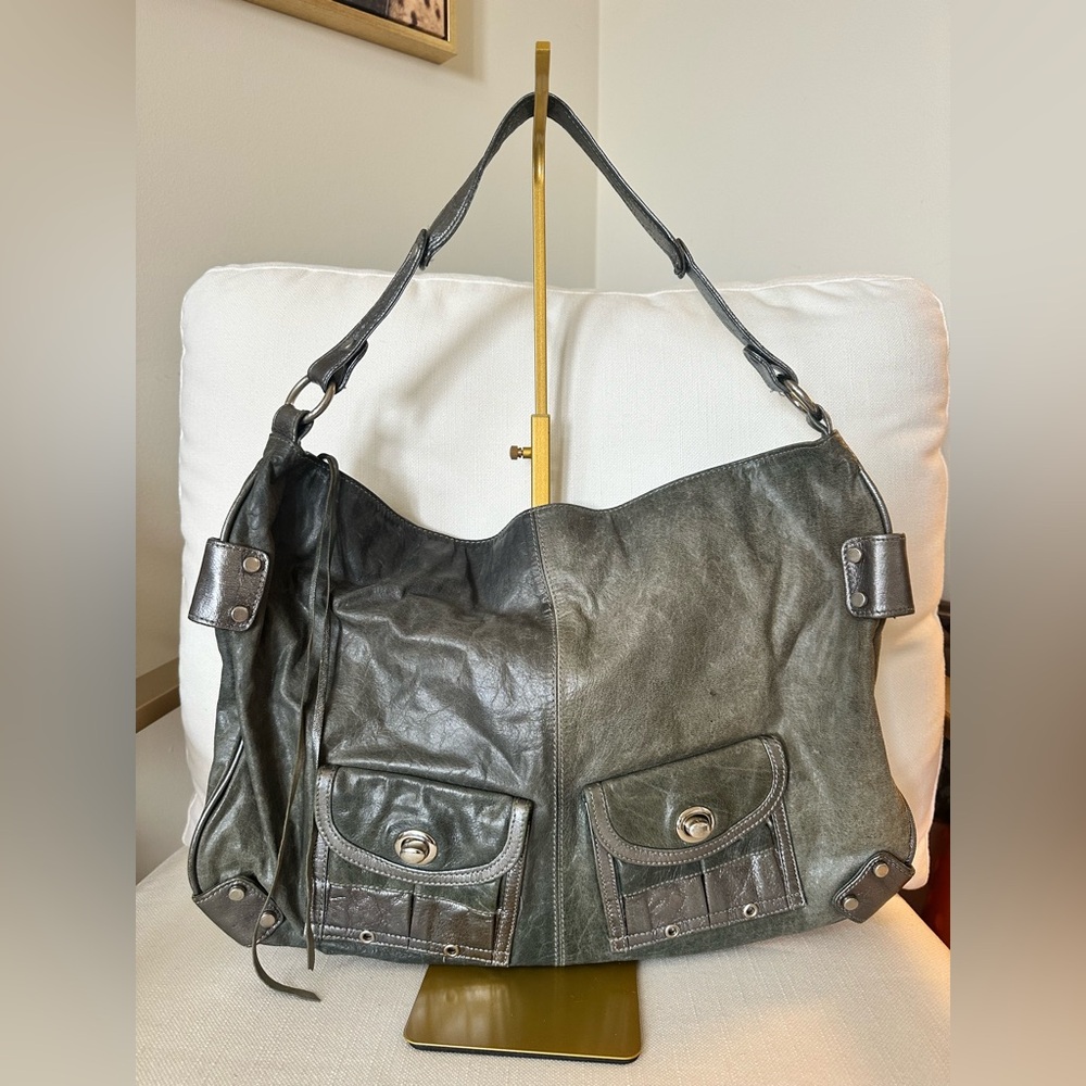 Tano Large Distressed Tote Leather Hobo Carryall Shoulder Bag Designer